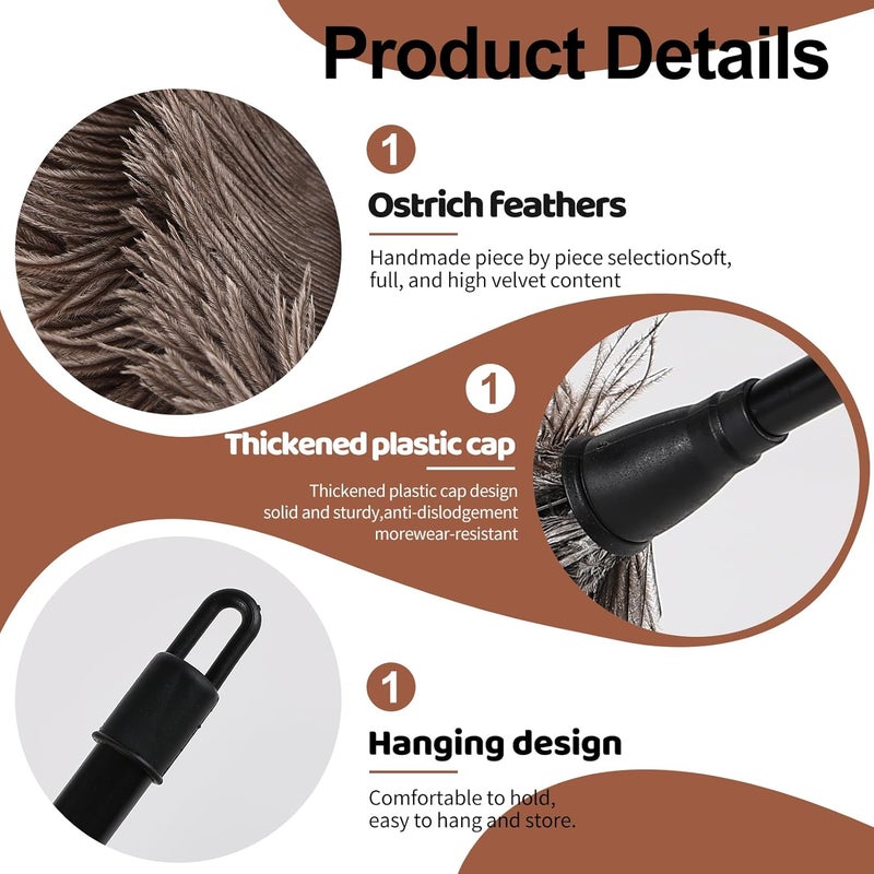 FeelfunFeather Ostrich Feather Duster-14.9 Inch Mini Natural Feathers Dusters with Plastic Handle Reusable Handheld for Cleaning Supplies Home Car Office(4pcs) - Image 3